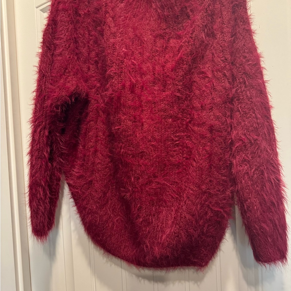 Cozy Red Fuzzy Sweater